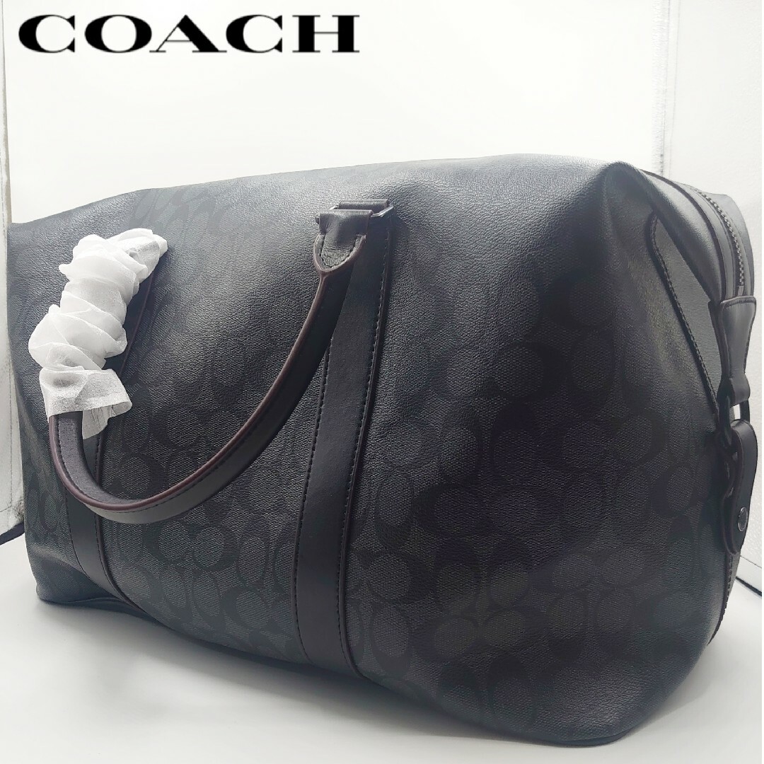 【新品】COACH ボストンバッグ シグネチャー ブラック | フリマアプリ ラクマ