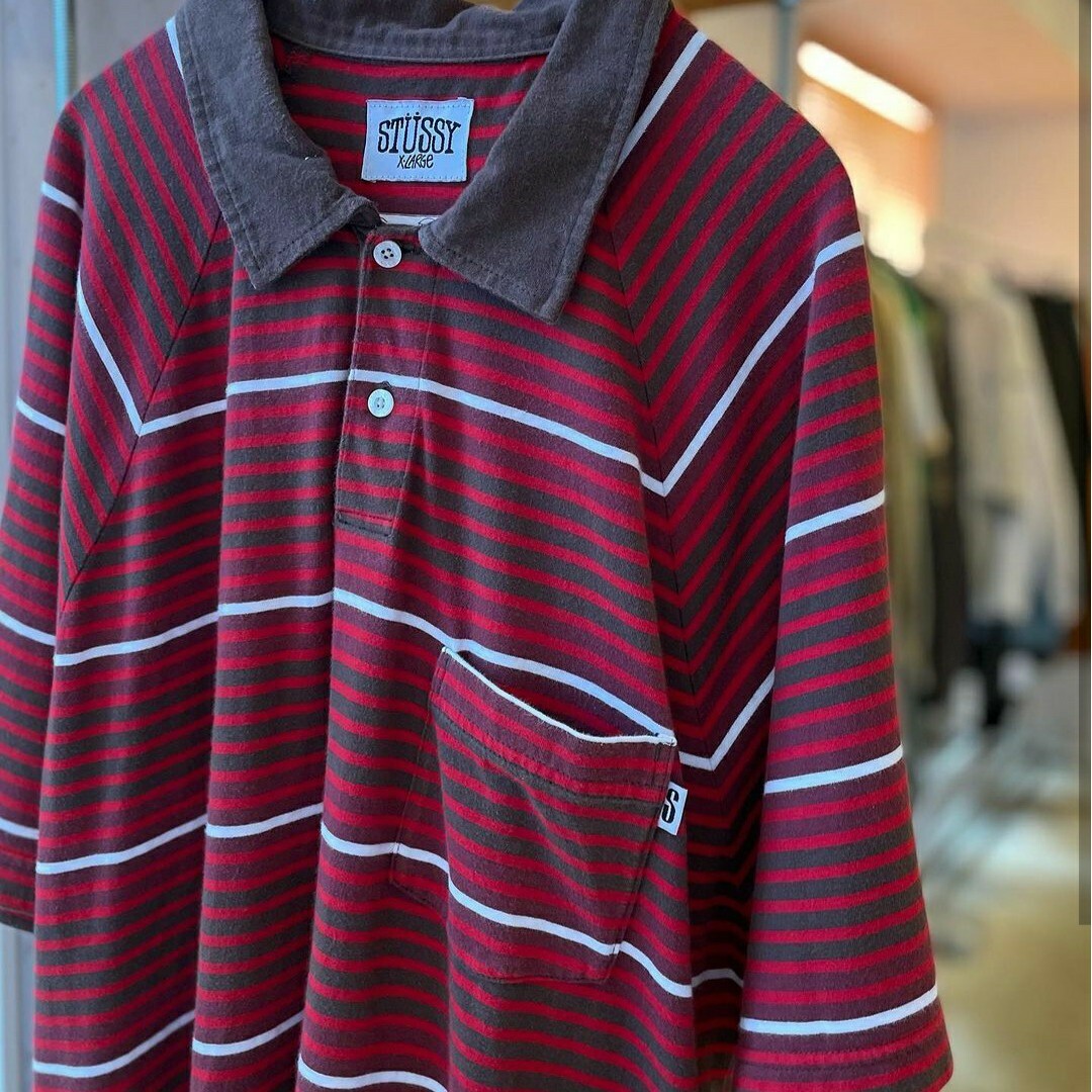 90s Old Stussy Border Polo Shirts