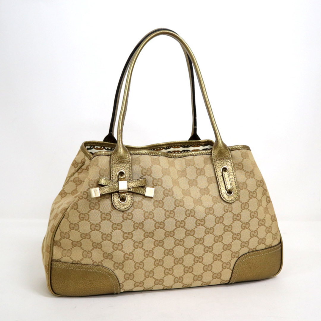 Gucci - グッチ トートバッグ GGキャンバス ベージュ×ゴールド