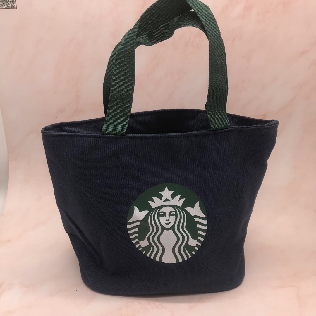 Starbucks(スターバックス)のスターバックス　新品　ミニトートバッグ  キャンパス  ネイビー レディースのバッグ(トートバッグ)の商品写真