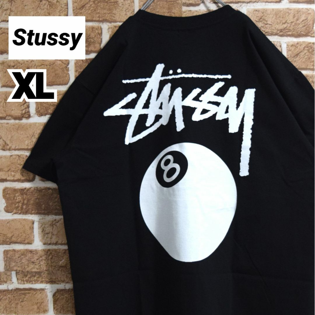 《ステューシー》正規・新品タグ　8ボール(白)　ブラック　XL　Tシャツ