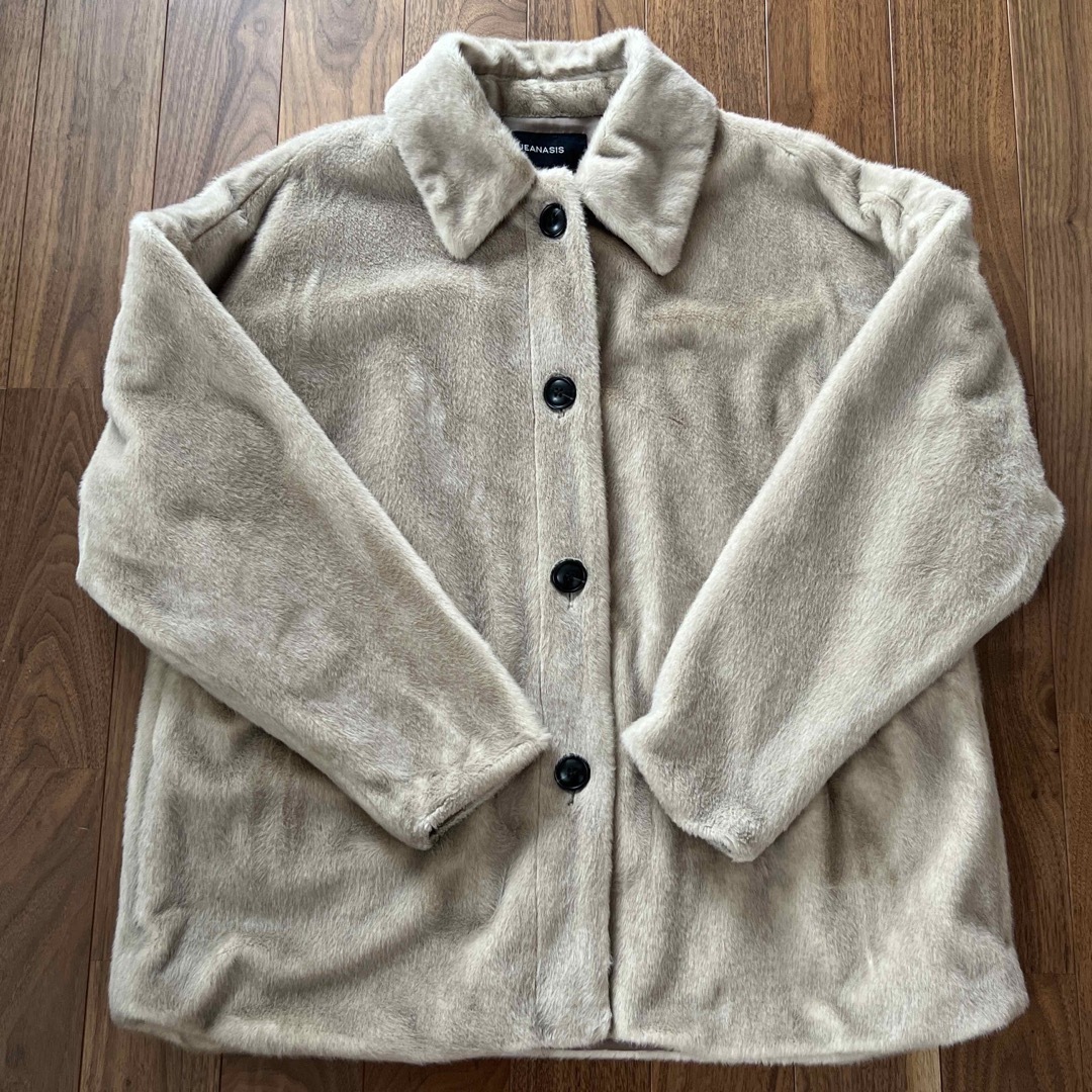 JEANASIS - JEANASIS ファーハーフコート グレージュ 美品 丈 JEANASIS - JEANASIS ファーハーフコート グレージュ 美品 丈