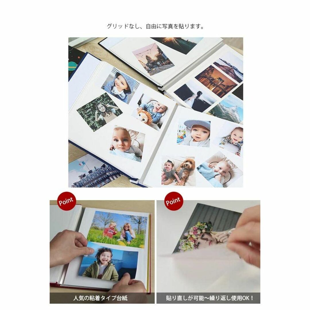 【色: パープル】フォトアルバム アルバム 手作り 写真 母の日プレゼント 大容 2