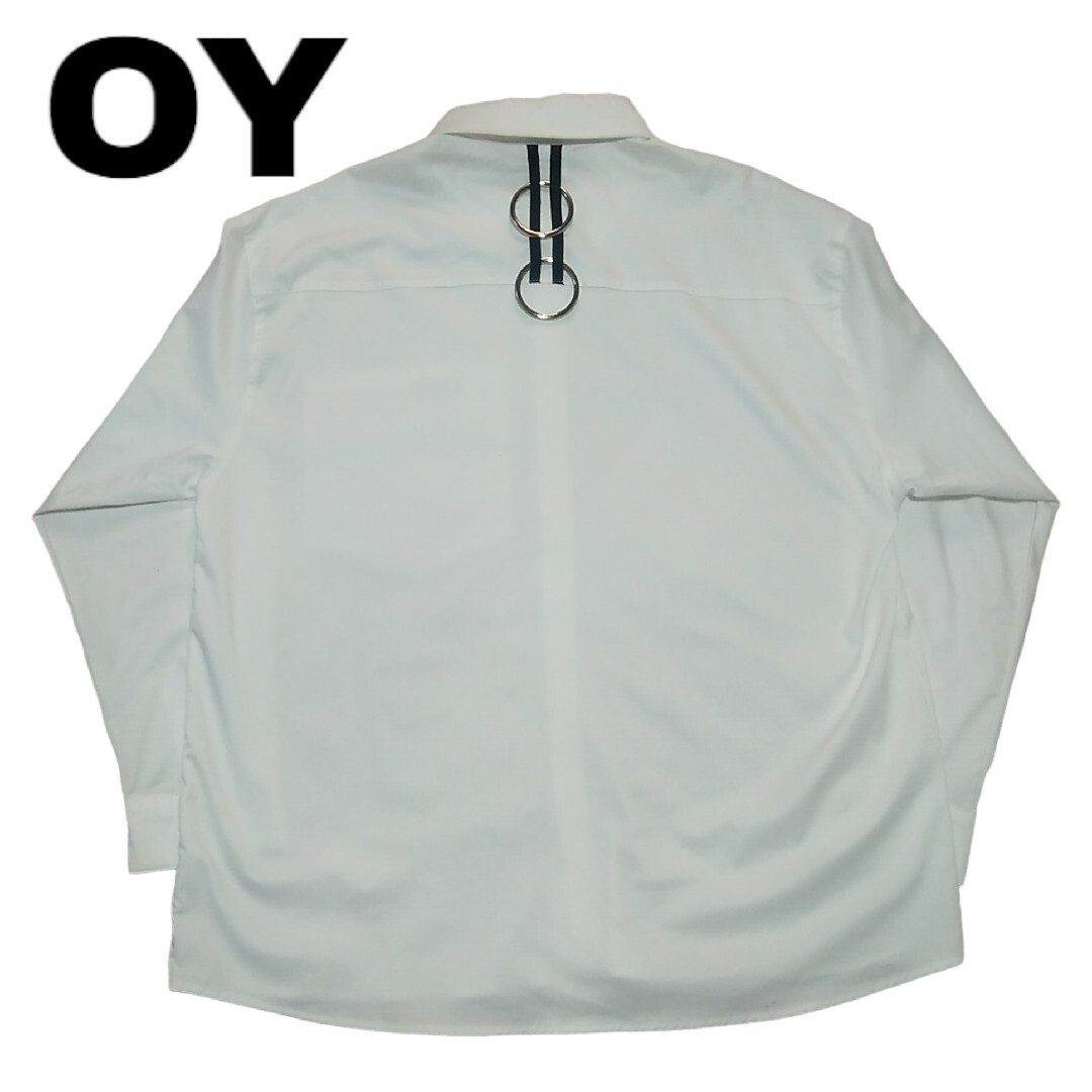 【人気韓国ブランドＯＹ】バックリングビッグシルエットシャツ 刺繍ロゴ 白 ＸＬ