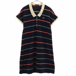 極美品★FRED PERRY ニットワンピース マキシ丈 月桂樹ロゴ 黒 38