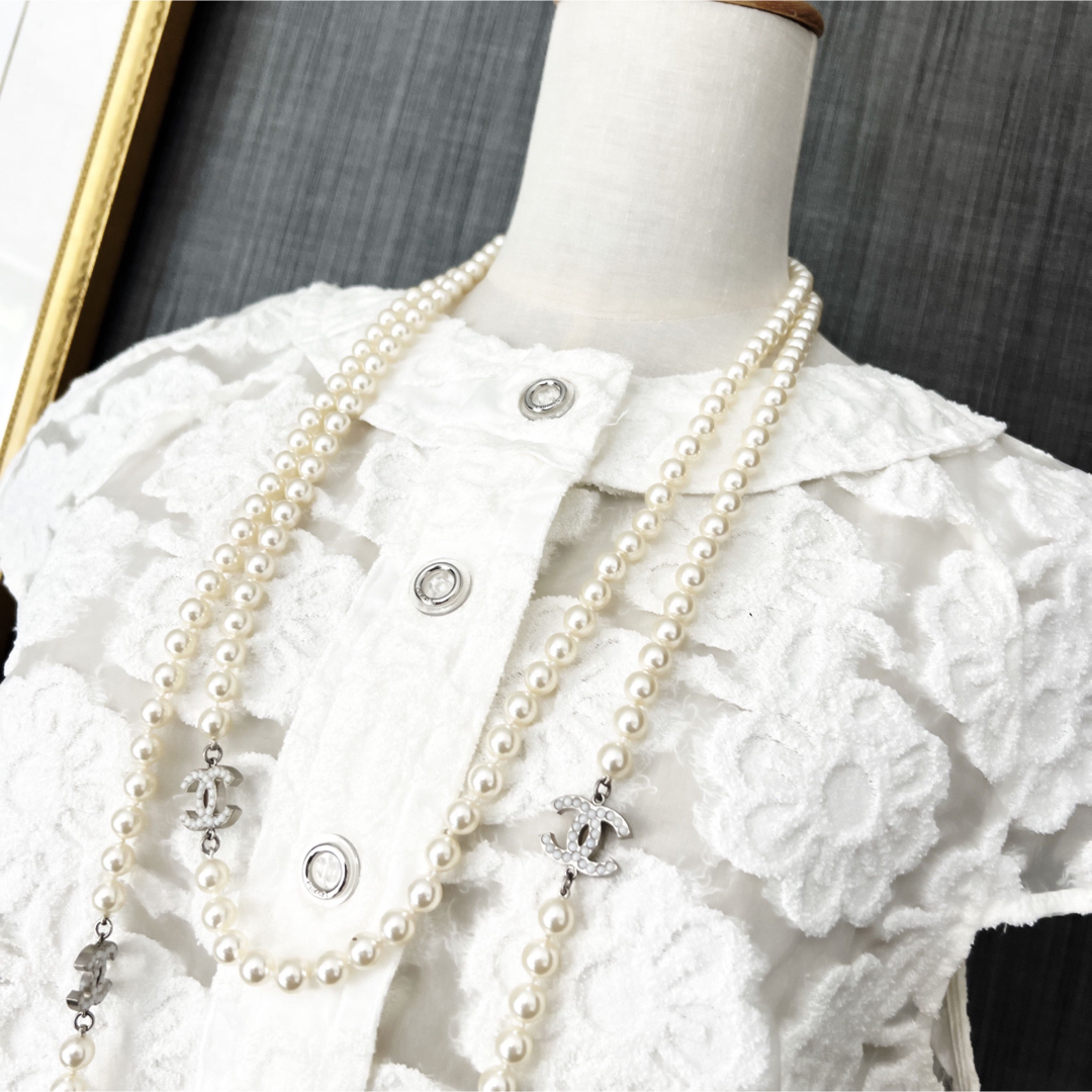 美品 CHANEL シャネル パイル地 花 ジャケット 半袖 ツイード