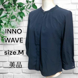 INNOWAVE イノウェーブ ブラウス 黒よりのネイビー お洒落長袖(シャツ)