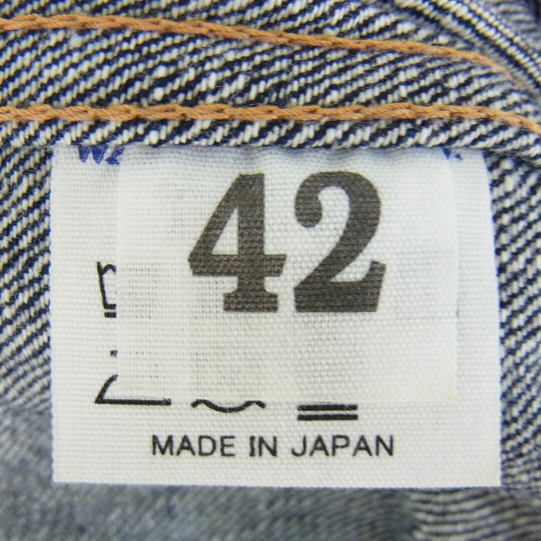 WAREHOUSE(ウエアハウス)のWAREHOUSE ウエアハウス デニムジャケット Lot 2001XX 1ST TYPE DENIM JACKET ディア スキンレザーパッチ 鹿革 ファースト タイプ デニム ジャケット インディゴブルー系 42【美品】【中古】 メンズのジャケット/アウター(その他)の商品写真