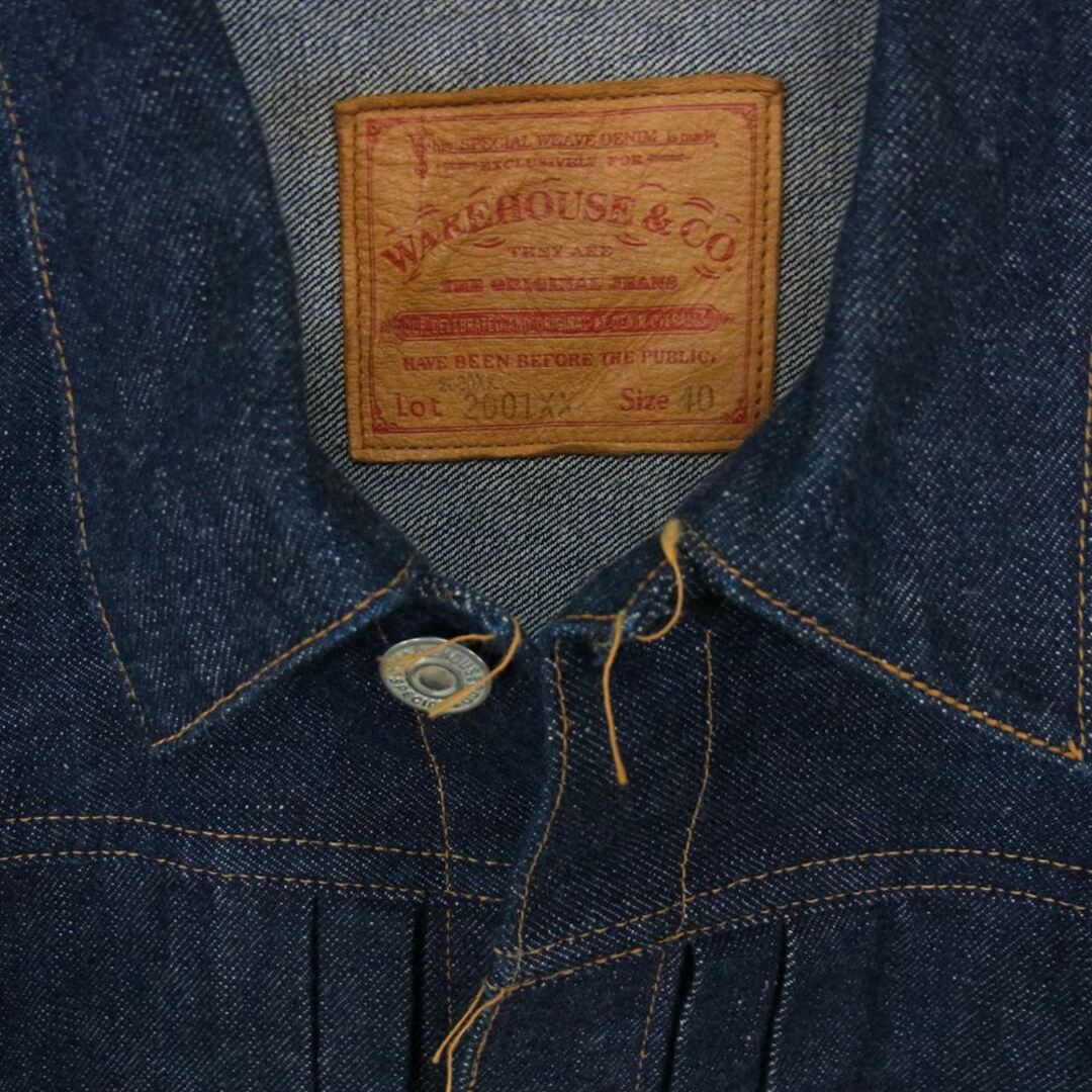 WAREHOUSE(ウエアハウス)のWAREHOUSE ウエアハウス デニムジャケット Lot 2001XX 2000XX  1936モデル 1ST TYPE DENIM JACKET ディア スキンレザーパッチ 鹿革 ファースト タイプ デニム ジャケット インディゴブルー系 40【美品】【中古】 メンズのジャケット/アウター(その他)の商品写真