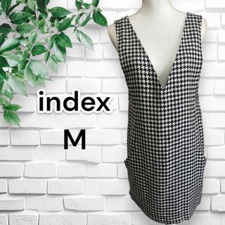 index インデックス チェック 千鳥格子 ワンピース ジャンパースカート M(ひざ丈ワンピース)