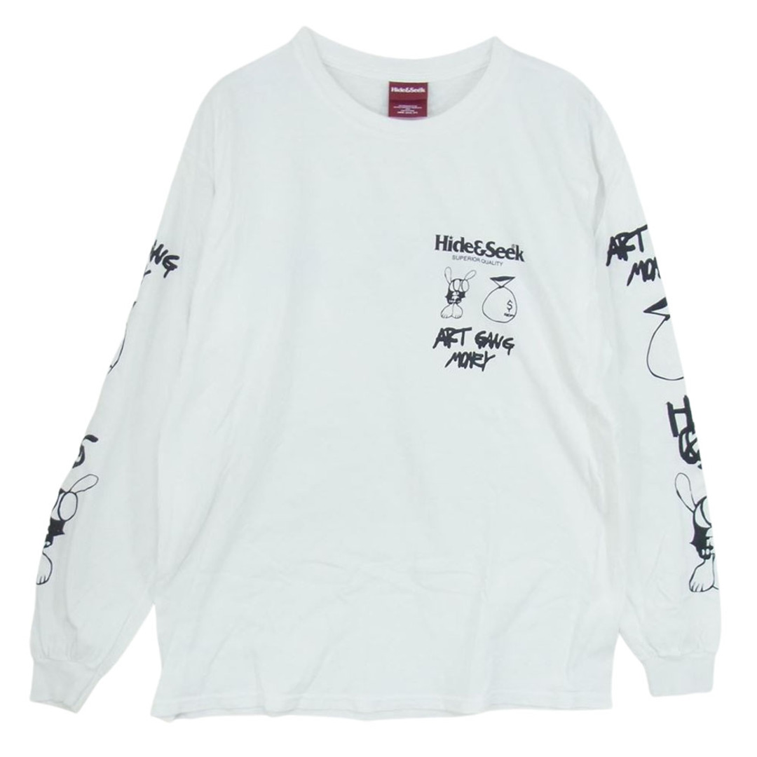 HideandSeek ハイドアンドシーク H&S x SKOLOCT L/S TEE-1 スコロクト ダブルネーム ロング スリーブT 長袖  Tシャツ ホワイト系 L【中古】 | フリマアプリ ラクマ