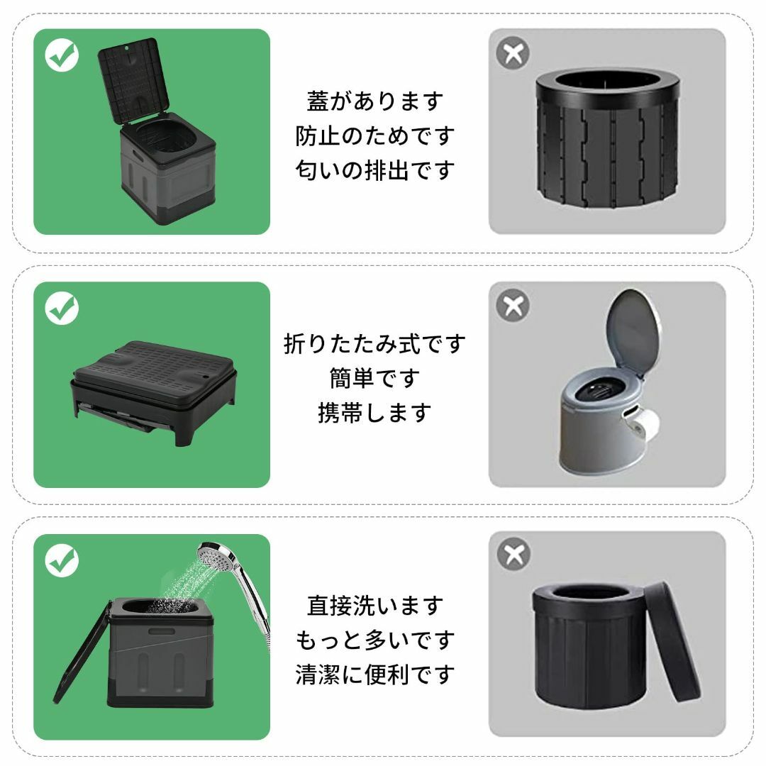 KIKII簡易トイレ 災害用 トイレセット 軽量 折畳み式 携帯トイレ 便座 仮