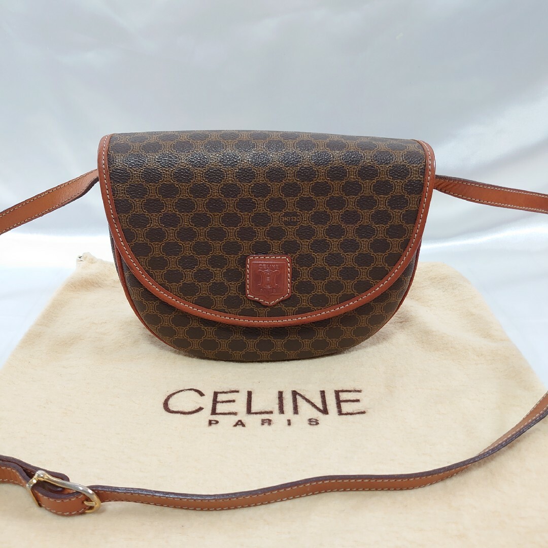 極美品 CELINE マカダム柄 ミニショルダーバッグ ポーチ ポシェット