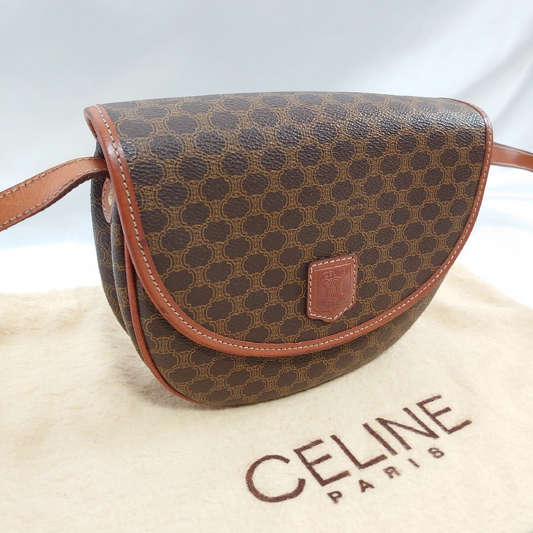 美品 CELINE マカダム柄 ショルダーバッグ ポーチ-