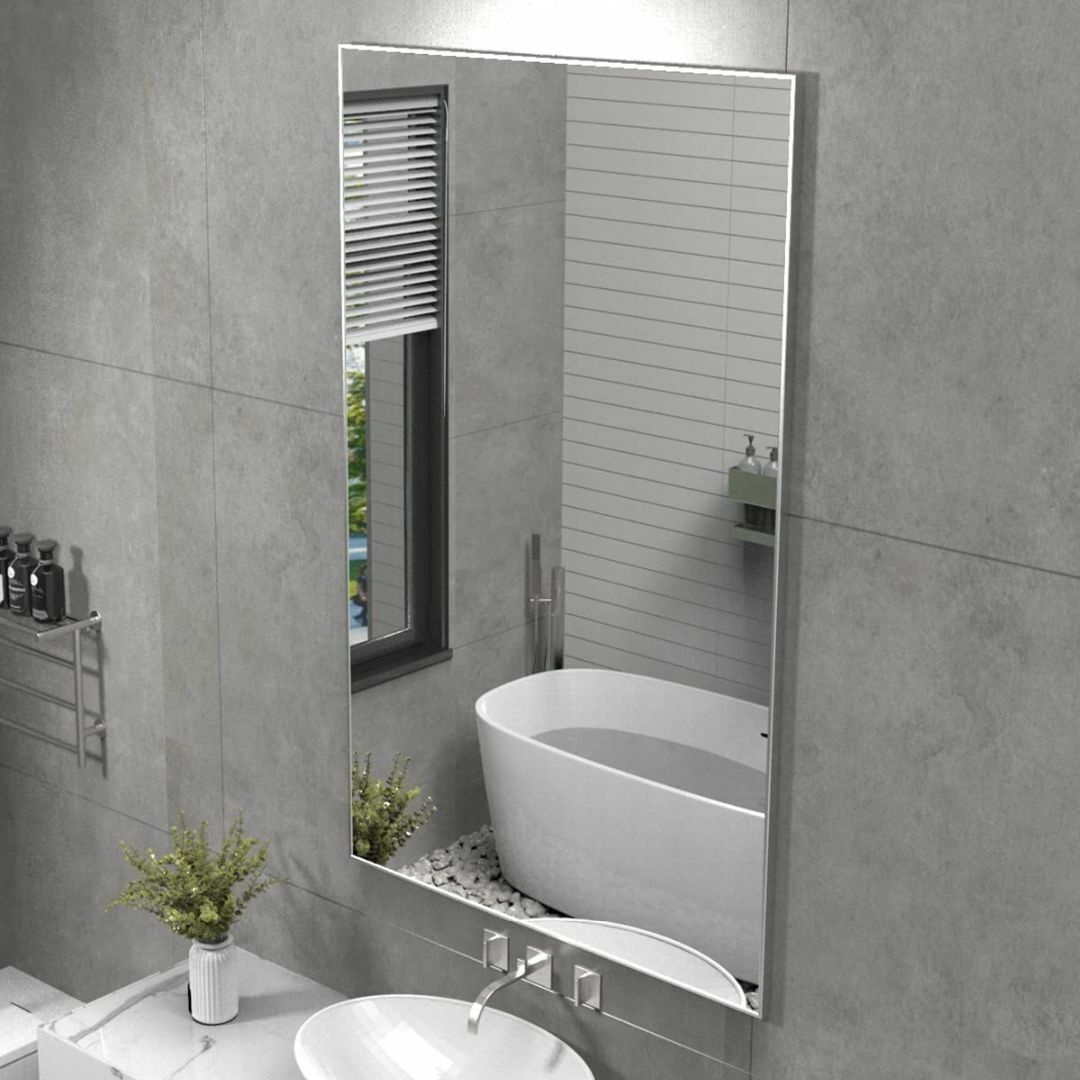 BEAUTME 壁掛け鏡 浴室鏡 壁掛け ミラー モダンな壁鏡 姿見 長方形ミラ