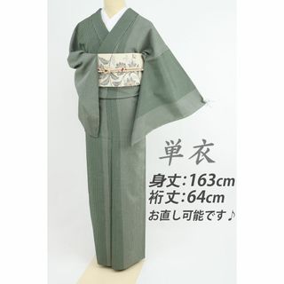 《SALE★長尺『本塩沢』単衣◆お召■縦筋縞模様小紋■正絹着物◆TG5-3》(着物)