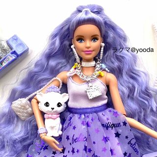 バービー(Barbie)の【 エクストラ バービー  シャイニーブルーヘア 人形 アウトフィット付き 】(その他)