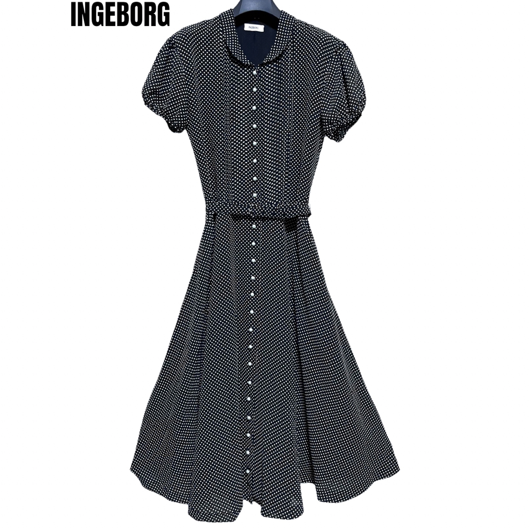 匿名発送　極美品　INGEBORG フラワーデザインプリーツロングワンピース