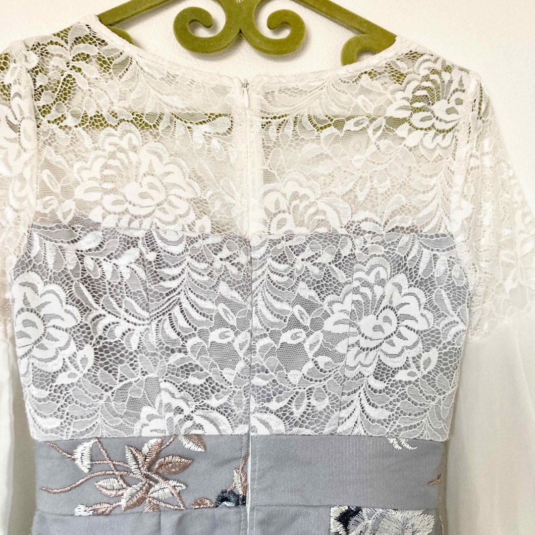 dazzy store(デイジーストア)のdazzystore エレガントエアリーフラワー刺繍5分袖レースタイトミニドレス レディースのフォーマル/ドレス(ナイトドレス)の商品写真
