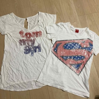 トミーガール(tommy girl)のトミーガールtommy girlTシャツ２枚セット背中見せスーパーマンチュニック(Tシャツ(半袖/袖なし))