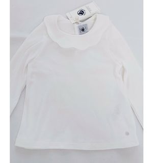 プチバトー(PETIT BATEAU)の新品　プチバトー　カットソー　80 90 白　襟　ブラウス　ホワイト(シャツ/カットソー)