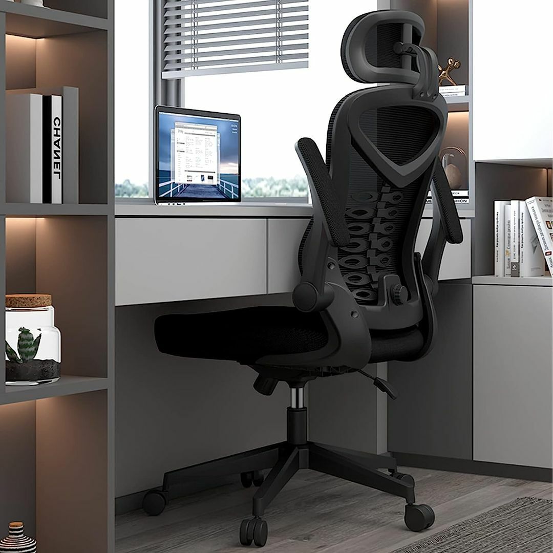 ★新品★ オフィスチェア デスクチェア 椅子 跳ね上げ式アームレスト メッシュ 4