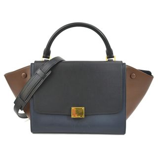 セリーヌ(celine)のセリーヌ CELINE ハンドバッグ ショルダーバッグ トラペーズ レザー ブラック/ネイビー/ブラウン ゴールド レディース 送料無料【中古】 e56501f(ハンドバッグ)