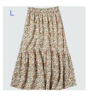 ユニクロ(UNIQLO)のUNIQLO ポール＆ジョー ティアードスカート Ｌ 花柄(ロングスカート)