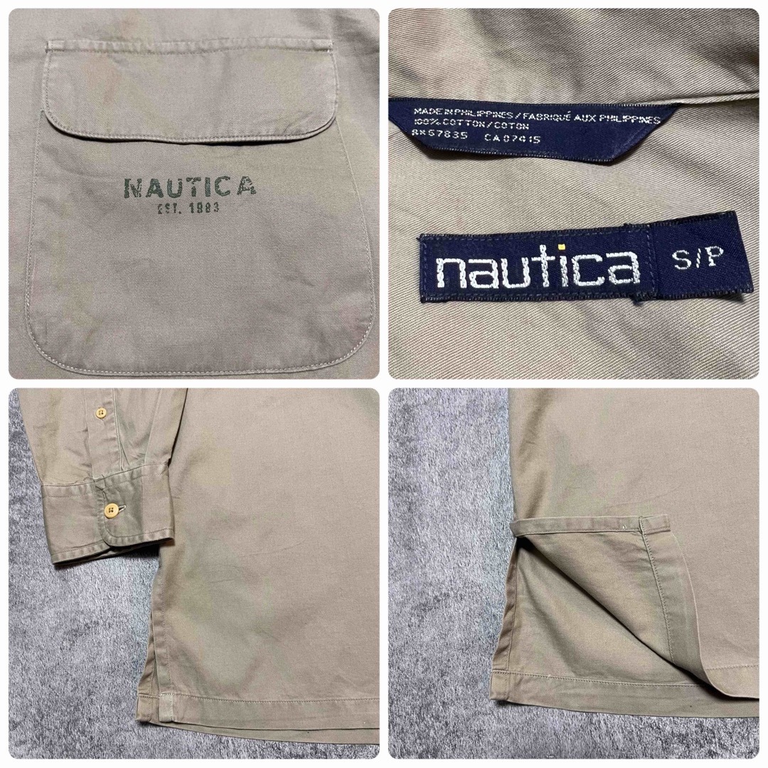 NAUTICA(ノーティカ)のノーティカ☆ロゴプリントダブルポケットチノオープンカラーシャツ 90s メンズのトップス(シャツ)の商品写真