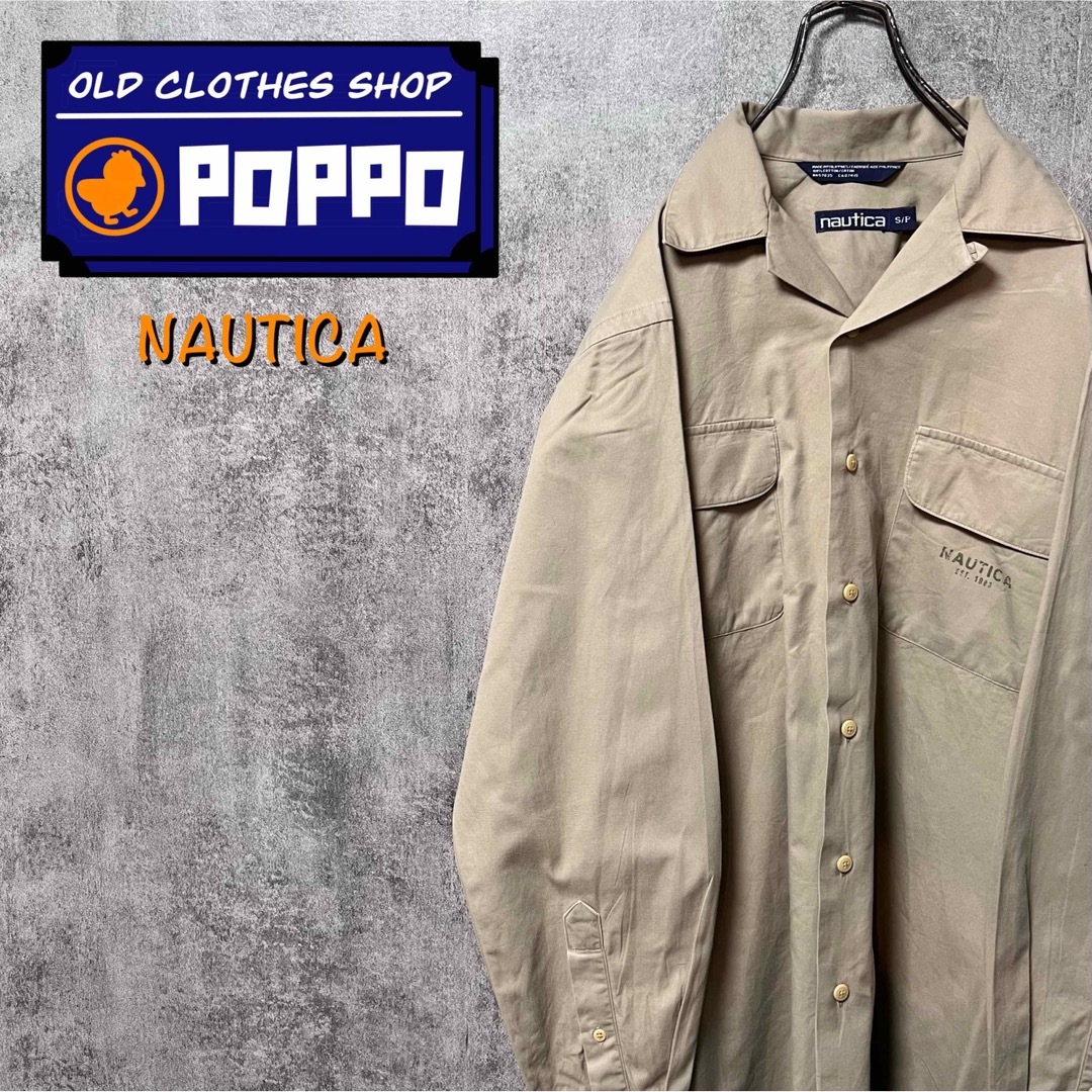 NAUTICA(ノーティカ)のノーティカ☆ロゴプリントダブルポケットチノオープンカラーシャツ 90s メンズのトップス(シャツ)の商品写真