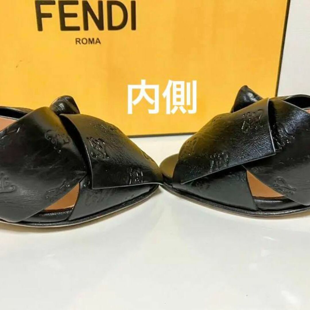 フェンディ　FENDI カーリグラフィー　サンダル　ロゴ　リボン