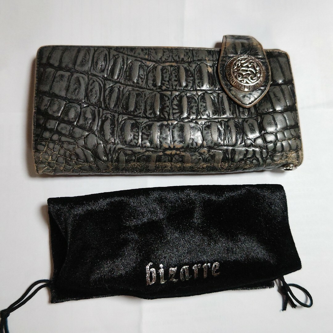 BIZARRE - ビザール 本革 二つ折り 長財布 レザー 牛革 純銀 BIZARRE - ビザール 本革 二つ折り 長財布 レザー 牛革 純銀