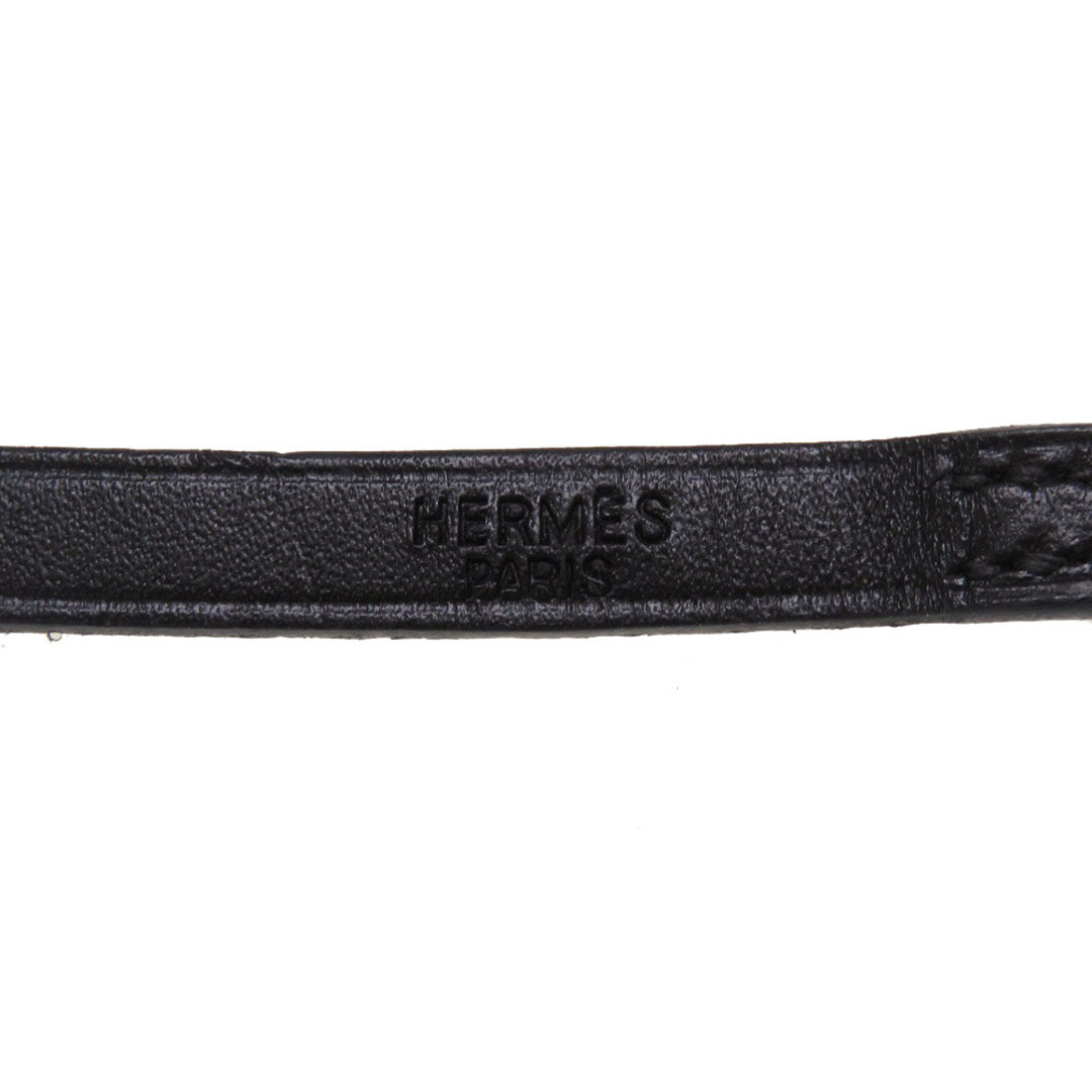 エルメス アピ3 レザー ブラック シルバー金具 □E刻印 ブレスレット アクセサリー 黒 0183  HERMES