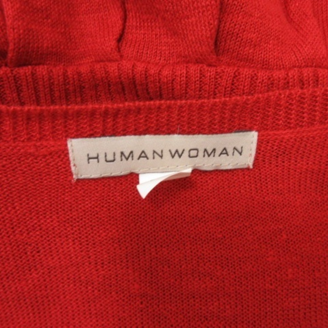 HUMAN WOMAN(ヒューマンウーマン)のヒューマンウーマン カーディガン カットソー 長袖 麻 リネン 2 赤 レッド レディースのトップス(カーディガン)の商品写真