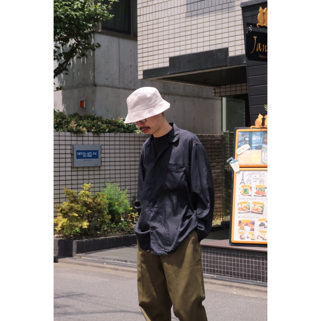 【COMOLI】22SS シルクパイピングシャツ NAVY/3