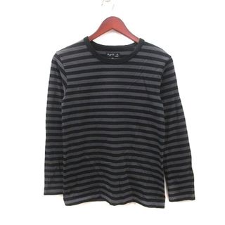 アニエスベー(agnes b.)のアニエスベー Tシャツ カットソー クルーネック ボーダー 長袖 1 グレー 黒(Tシャツ(長袖/七分))