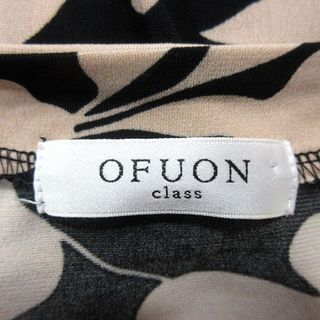 OFUON - オフオン ofuon ワンピース Aライン ロング 半袖 総柄 40 黒