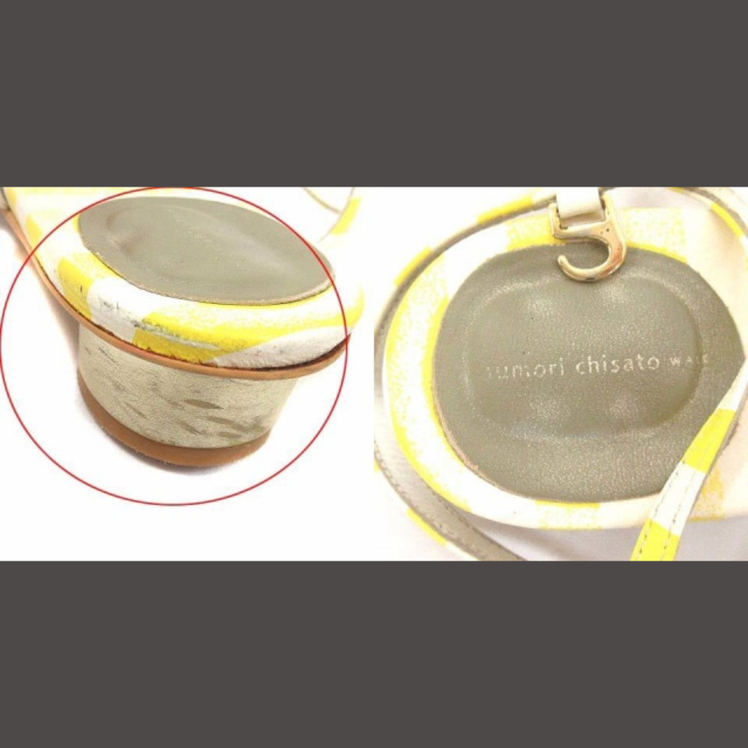 TSUMORI CHISATO(ツモリチサト)のツモリチサト ストラップサンダル レザー ローヒール ボーダー 黃 イエロー 白 レディースの靴/シューズ(サンダル)の商品写真