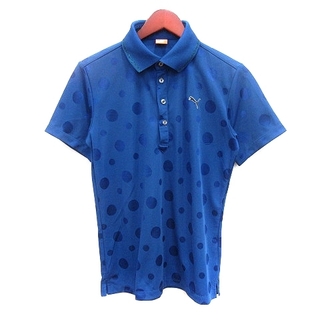 プーマ(PUMA)のプーマ ポロシャツ カットソー ラメ プリント 刺繍 ドット ライン 半袖 青(ポロシャツ)