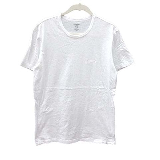 カルバンクライン(Calvin Klein)のカルバンクライン Tシャツ カットソー 半袖 ラウンドネック ロゴ刺繍 S 白(Tシャツ/カットソー(半袖/袖なし))