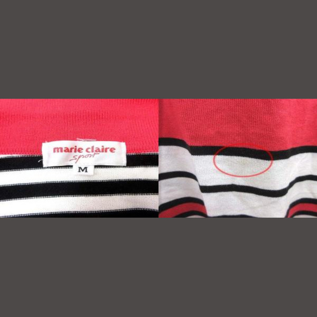 Marie Claire(マリクレール)のマリクレール Sport ポロシャツ カットソー ボーダー 半袖 M 赤 白 レディースのトップス(ポロシャツ)の商品写真