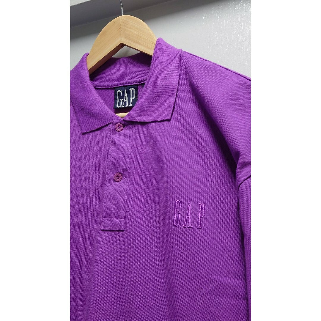 90’s OLD GAP 旧タグ ロゴ 刺繍 長袖 ポロシャツ パープル M 90’s OLD GAP 旧タグ ロゴ 刺繍 長袖 ポロシャツ パープル M