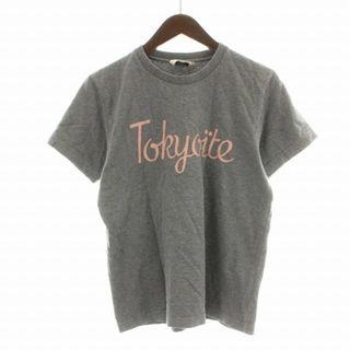 メゾンキツネ(MAISON KITSUNE')のMAISON KITSUNE Tシャツ カットソー 半袖 XXS グレー ピンク(Tシャツ/カットソー(半袖/袖なし))