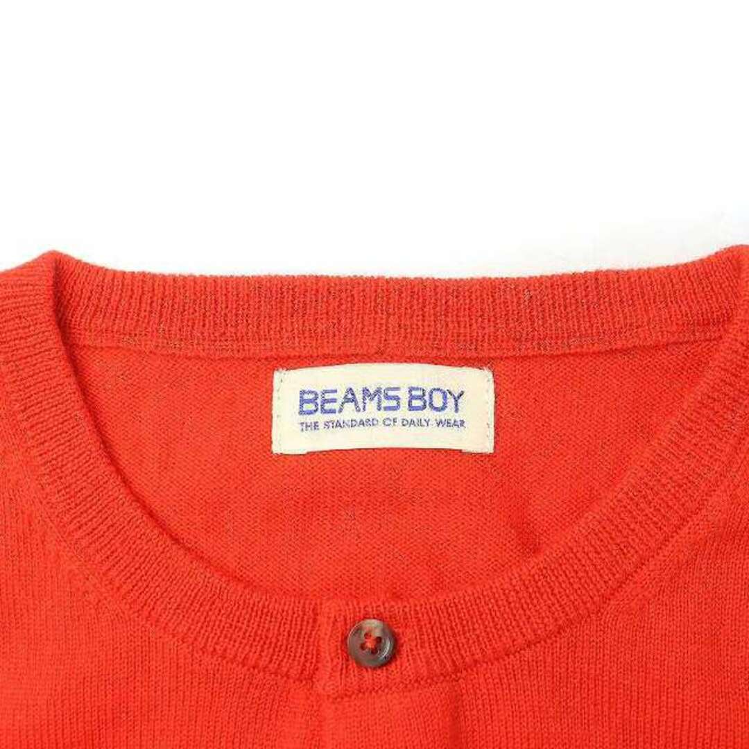 BEAMS BOY(ビームスボーイ)のビームスボーイ ニットカーディガン 長袖 クルーネック 薄手 ロゴ 刺繍 1 赤 レディースのトップス(カーディガン)の商品写真