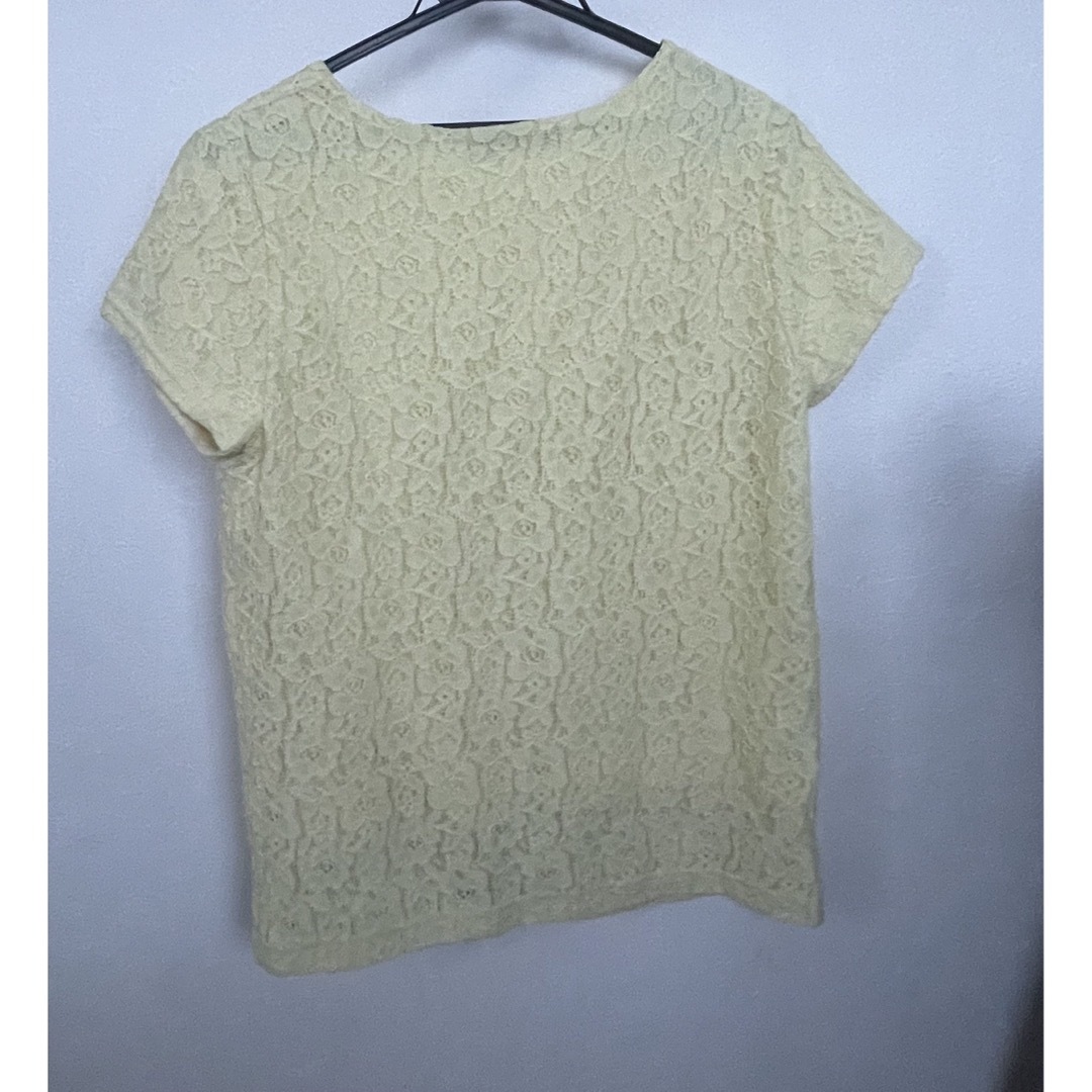 トップス M 黄色 花柄 レース ハニーサックルローズ レディースのトップス(Tシャツ(半袖/袖なし))の商品写真