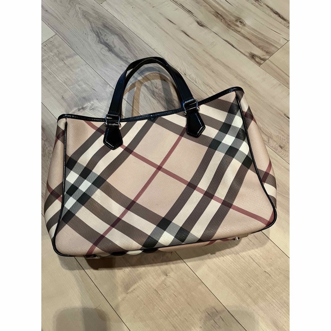 BURBERRY バーバリー トートバッグ ノバチェック オレンジ レザー A4-