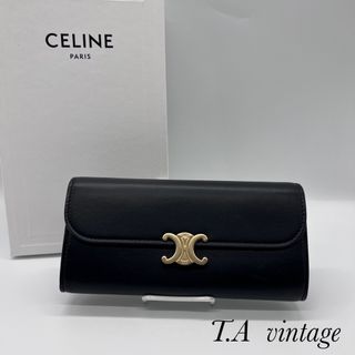 celine - 美品!セリーヌ トリオンフ カーフスキン 長財布 ブラックの