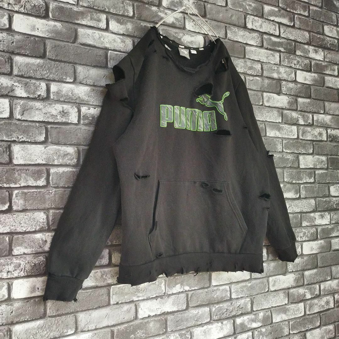 PUMA(プーマ)のグランジボロスウェットトレーナーリメイクダメージ加工BrokenBOROY2K黒 メンズのトップス(スウェット)の商品写真