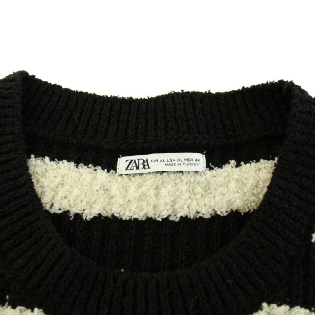 ZARA(ザラ)のザラ ニット セーター ボーダー クルーネック ビックシルエット XL 黒 メンズのトップス(ニット/セーター)の商品写真