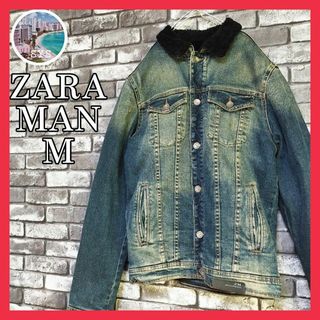 ザラ(ZARA)のZARAMANザラ黒ボアデニムジャケットジージャンＧジャンユニセックスアウター(Gジャン/デニムジャケット)